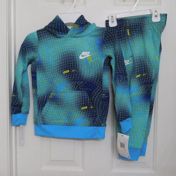 NWT 2pc Nike Baltic Blue Hooded Sweatshirt & Joggers Set sz 4 4t - Picture 1 of 1
